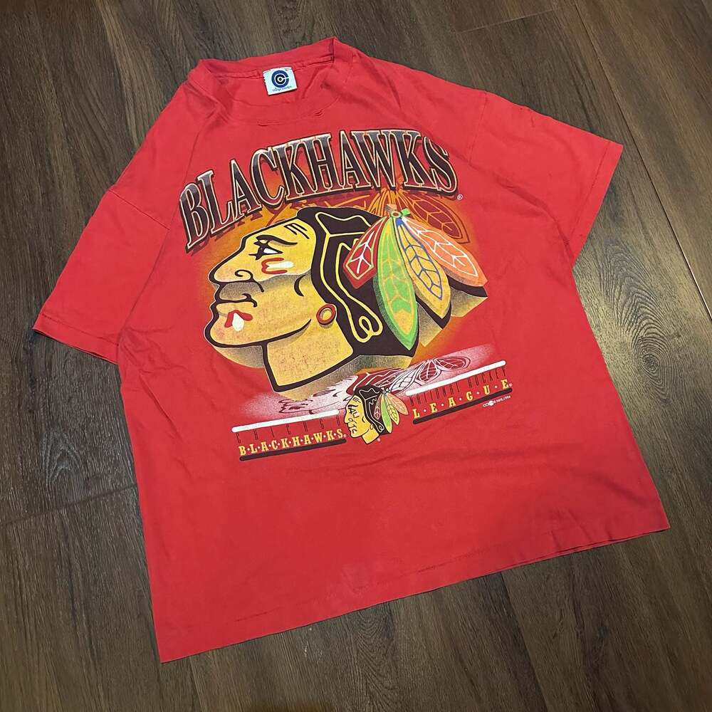 Vintage 1994 Chicago Blackhawks NHL Graphic T-Shirt XL Red